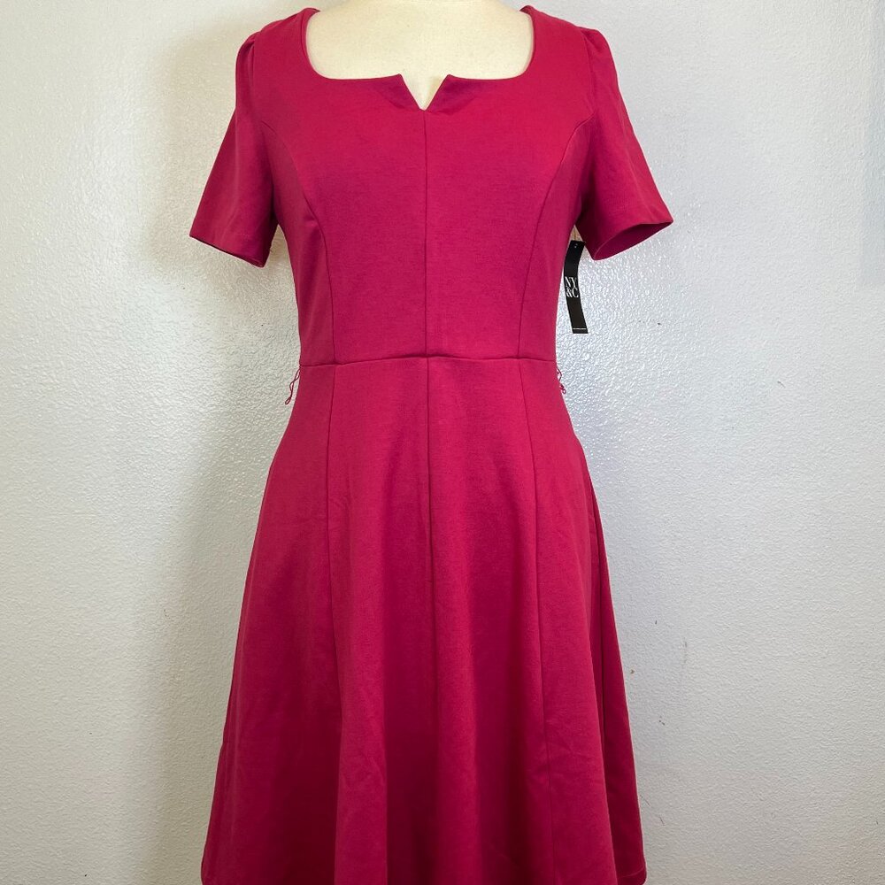NWT NY&C New york & Company Pink/Deep Berry Ponte a Line Dress Size Small